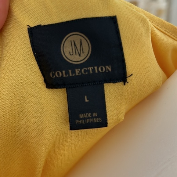 JM Collection yellow banded-hem top - Picture 4 of 11